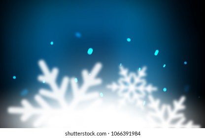 Dark BLUE vector layout with bright snowflakes. Modern geometrical abstract illustration with crystals of ice. The pattern can be used for year new  websites.