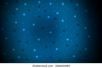 Dark BLUE vector layout with bright stars. Shining colored illustration with stars. The pattern can be used for new year ad, booklets.