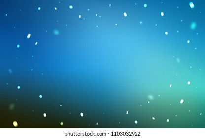 Dark BLUE vector layout with bright snowflakes. Snow on blurred abstract background with gradient. New year design for your business advert.