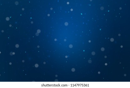 Dark BLUE vector layout with bright snowflakes. Snow on blurred abstract background with gradient. New year design for your business advert.