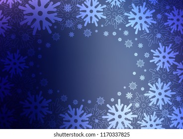 Dark BLUE vector layout with bright snowflakes. Glitter abstract illustration with crystals of ice. New year design for your business advert.