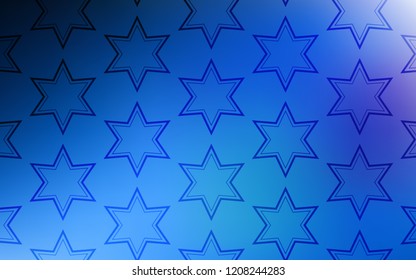 Dark BLUE vector layout with bright stars. Shining colored illustration with stars. Pattern for websites, landing pages.