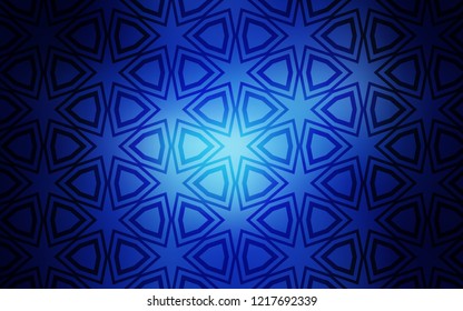 Dark BLUE vector layout with bright stars. Stars on blurred abstract background with gradient. Best design for your ad, poster, banner.