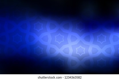 Dark BLUE vector layout with bright stars. Blurred decorative design in simple style with stars. Pattern for websites, landing pages.