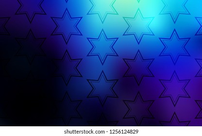 Dark BLUE vector layout with bright stars. Stars on blurred abstract background with gradient. Pattern for new year ad, booklets.