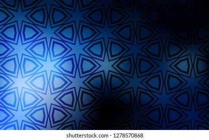 Dark BLUE vector layout with bright stars. Glitter abstract illustration with colored stars. Smart design for your business advert.