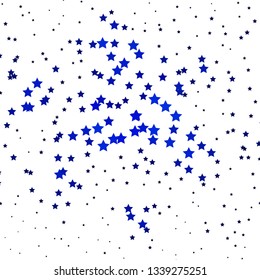 Dark BLUE vector layout with bright stars. Shining colorful illustration with small and big stars. Theme for cell phones.