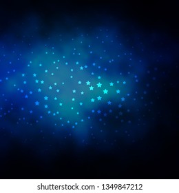 Dark BLUE vector layout with bright stars. Decorative illustration with stars on abstract template. Best design for your ad, poster, banner.
