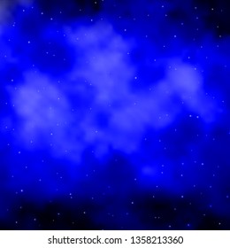 Dark BLUE vector layout with bright stars. Colorful illustration in abstract style with gradient stars. Theme for cell phones.