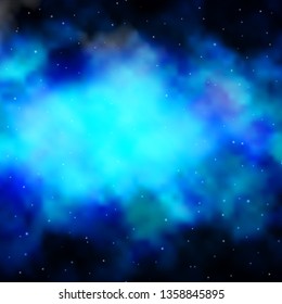 Dark BLUE vector layout with bright stars. Colorful illustration with abstract gradient stars. Design for your business promotion.
