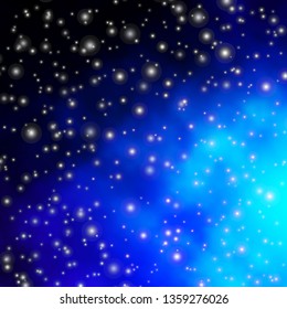 Dark BLUE vector layout with bright stars. Blur decorative design in simple style with stars. Best design for your ad, poster, banner.