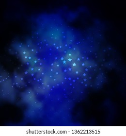 Dark BLUE vector layout with bright stars. Modern geometric abstract illustration with stars. Pattern for wrapping gifts.