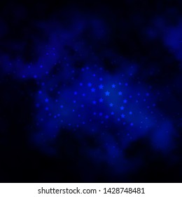 Dark BLUE vector layout with bright stars. Colorful illustration in abstract style with gradient stars. Design for your business promotion.