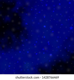 Dark BLUE vector layout with bright stars. Decorative illustration with stars on abstract template. Pattern for wrapping gifts.