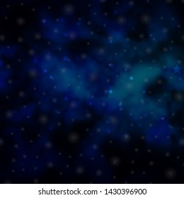 Dark BLUE vector layout with bright stars. Blur decorative design in simple style with stars. Pattern for wrapping gifts.