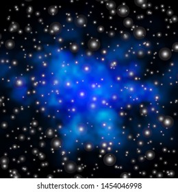 Dark BLUE vector layout with bright stars. Blur decorative design in simple style with stars. Pattern for websites, landing pages.