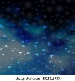 Dark BLUE vector layout with bright stars. Modern geometric abstract illustration with stars. Theme for cell phones.