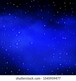 Dark BLUE vector layout with bright stars. Blur decorative design in simple style with stars. Theme for cell phones.