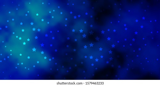 Dark BLUE vector layout with bright stars. Modern geometric abstract illustration with stars. Best design for your ad, poster, banner.
