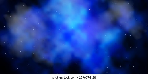 Dark BLUE vector layout with bright stars. Colorful illustration in abstract style with gradient stars. Theme for cell phones.