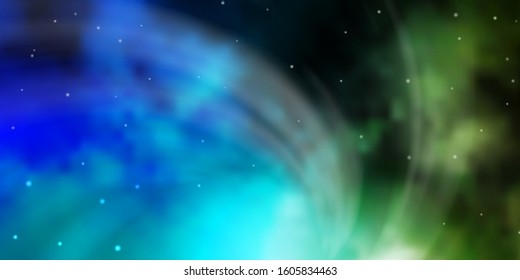 Dark BLUE vector layout with bright stars. Shining colorful illustration with small and big stars. Best design for your ad, poster, banner.