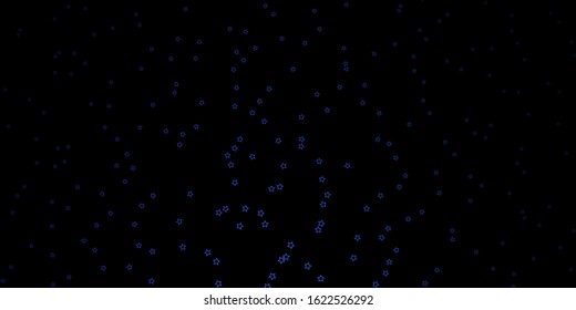 Dark BLUE vector layout with bright stars. Blur decorative design in simple style with stars. Best design for your ad, poster, banner.