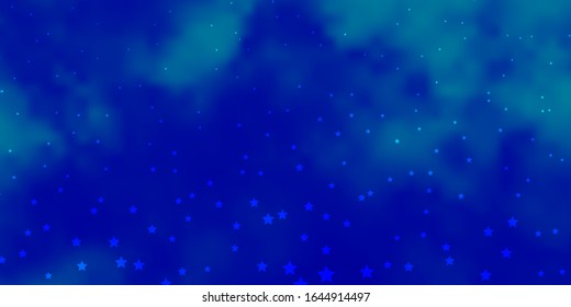 Dark BLUE vector layout with bright stars. Shining colorful illustration with small and big stars. Best design for your ad, poster, banner.