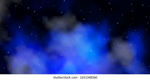 Dark BLUE vector layout with bright stars. Colorful illustration in abstract style with gradient stars. Design for your business promotion.