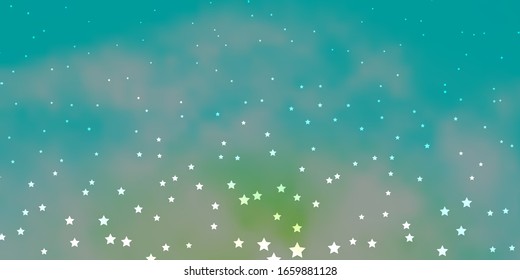 Dark BLUE vector layout with bright stars. Colorful illustration in abstract style with gradient stars. Design for your business promotion.