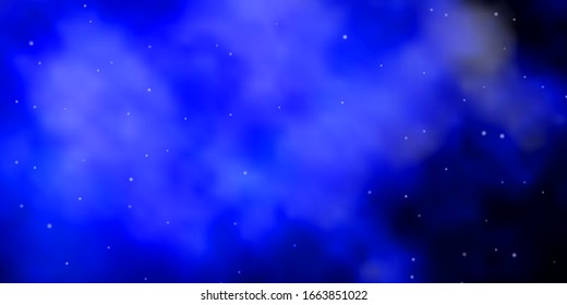 Dark BLUE vector layout with bright stars. Blur decorative design in simple style with stars. Pattern for websites, landing pages.