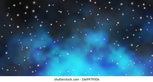Dark BLUE vector layout with bright stars. Decorative illustration with stars on abstract template. Best design for your ad, poster, banner.