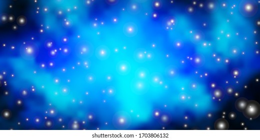 Dark BLUE vector layout with bright stars. Blur decorative design in simple style with stars. Pattern for new year ad, booklets.