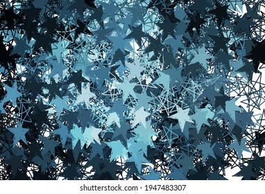 Dark BLUE vector layout with bright stars. Shining colored illustration with stars. Pattern for astrology websites.