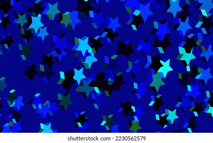 Dark BLUE vector layout with bright stars. Modern geometrical abstract illustration with stars. Pattern for futuristic ad, booklets.