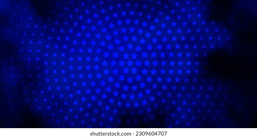 Dark BLUE vector layout with bright stars. Colorful illustration in abstract style with gradient stars. Pattern for new year ad, booklets.