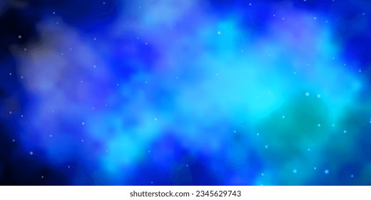 Diseño vector azul oscuro con estrellas brillantes. Diseño decorativo desdibujado en un estilo sencillo con estrellas. Mejor diseño para tu anuncio, afiche, banner.