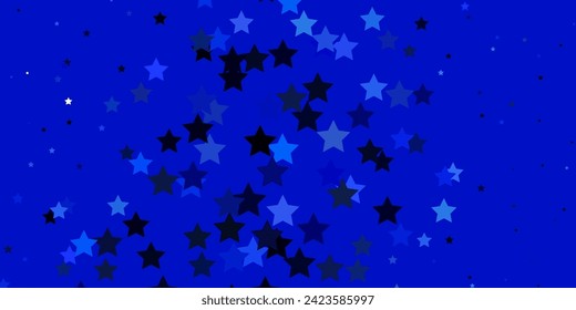 Dark BLUE vector layout with bright stars. Modern geometric abstract illustration with stars. Best design for your ad, poster, banner.