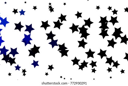 Dark BLUE vector layout with bright stars. Stars on blurred abstract background with gradient. Smart design for your business advert.