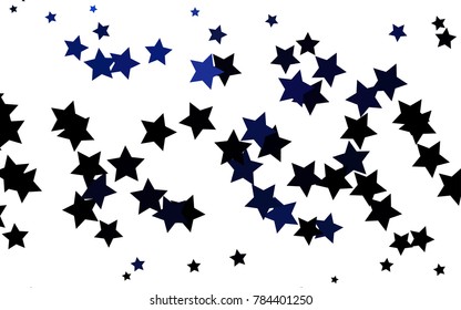 Dark BLUE vector layout with bright stars. Blurred decorative design in simple style with stars. The pattern can be used for new year ad, booklets.