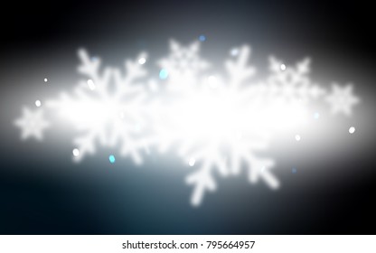 Dark BLUE vector layout with bright snowflakes. Blurred decorative design in xmas style with snow. New year design for your ad, poster, banner.