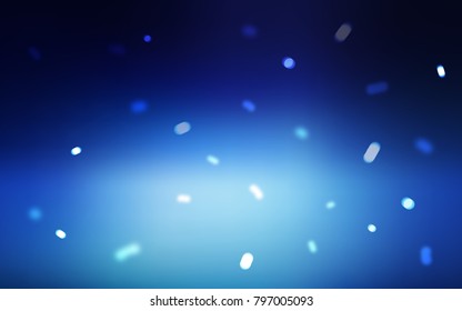 Dark BLUE vector layout with bright snowflakes. Blurred decorative design in xmas style with snow. New year design for your business advert.