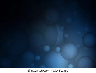 Dark BLUE vector layout with circle shapes. Blurred bubbles on abstract background with colorful gradient. Pattern can be used as texture of water, rain drops.
