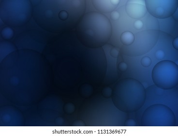 Dark BLUE vector layout with circle shapes. Glitter abstract illustration with blurred drops of rain. The pattern can be used for aqua ad, booklets.