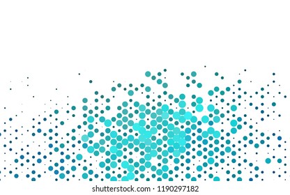 Dark BLUE vector layout with circle spots. Blurred bubbles on abstract backdrop with colorful gradient. Pattern of water, rain drops.