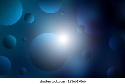 Dark BLUE vector layout with circle shapes. Modern abstract illustration with colorful water drops. Pattern can be used as texture of wallpapers.