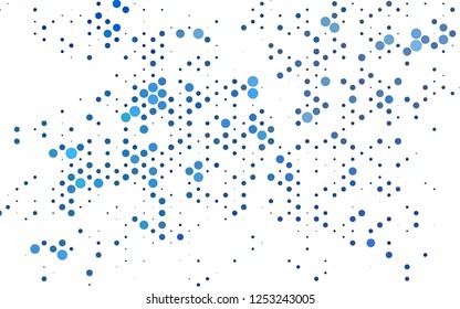 Dark BLUE vector layout with circle spots. Glitter abstract illustration with blurred drops of rain. Template for your brand book.