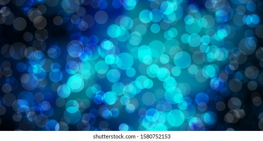 Dark BLUE vector layout with circle shapes. Colorful illustration with gradient dots in nature style. Pattern for websites.