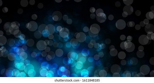 Dark BLUE vector layout with circle shapes. Abstract decorative design in gradient style with bubbles. Design for posters, banners.