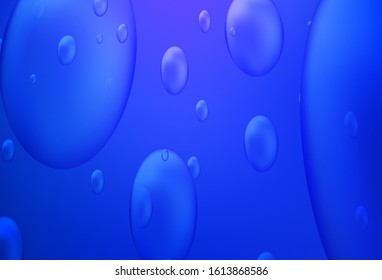 Dark BLUE vector layout with circle shapes. Glitter abstract illustration with blurred drops of rain. The pattern can be used for ads, leaflets of liquid.