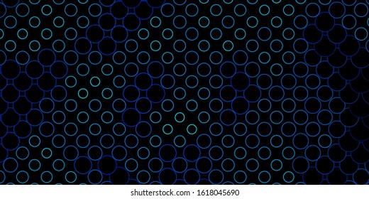 Dark BLUE vector layout with circle shapes. Abstract colorful disks on simple gradient background. New template for a brand book.